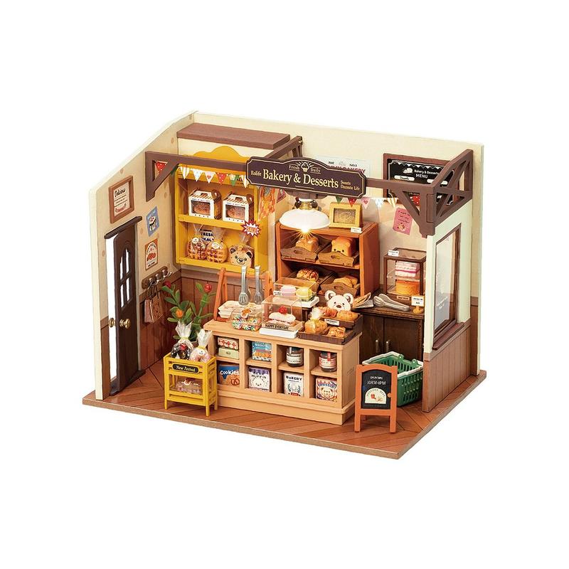 Rolife  Becka's Baking House Miniature House Kit DIY Mini Dollhouse with Accessories Tiny Store with LED Light christmas 2024 ornament Gifts