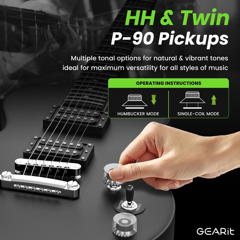 GEARit Valley Series 39” Electric Guitar Set w Amplifier, H-H Pickups with Coil Split, All-Inclusive Starter Kit