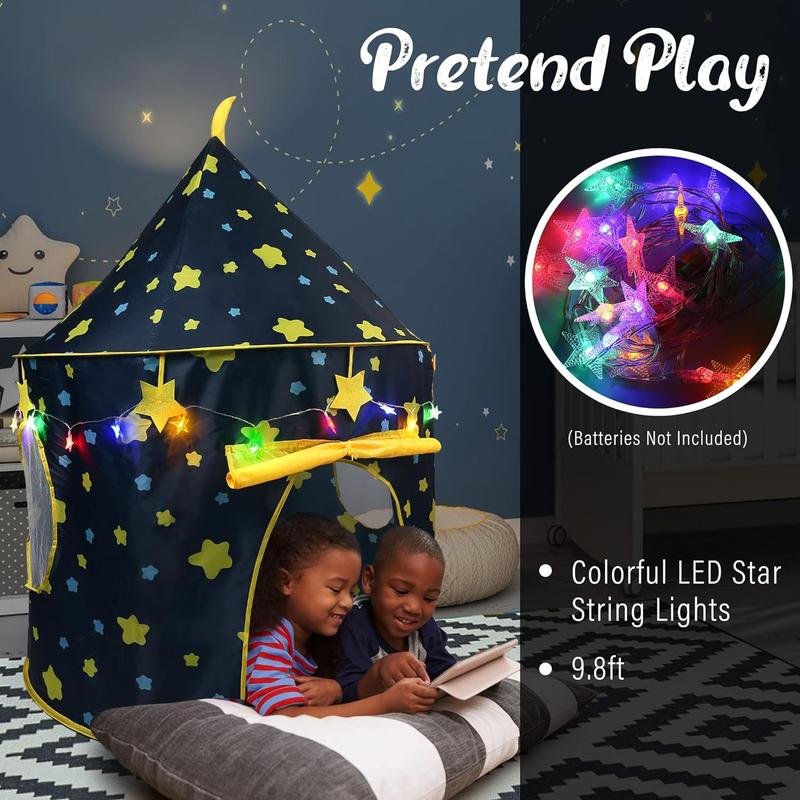 Play Tent for Boys, with Star Lights and Storage Carrying Bag, Pop Up Play Tent House for Kids Toddlers