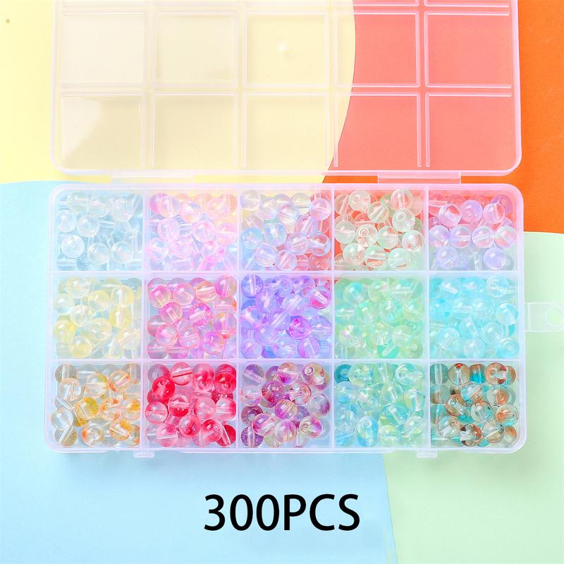 300 480pcs Glass Beads Bracelet Making Kits Crystal Beads for Jewelry Making Round Gemstone Stone Beads with Rondelle Spacer Beads DIY Crafts 8mm