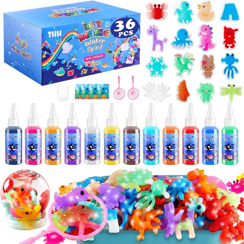 [BLACK FRIDAY OFF 50%] Aqua Fairy Water Gel Kit, Magic Water E.l.f Toy Kit, Toys Gifts for Boys Girls Childs, Craft Kit with 12 Colors Magic Gel and 15 Shape Molds, Party Favors, Arts & Crafts DIY STEM Toy