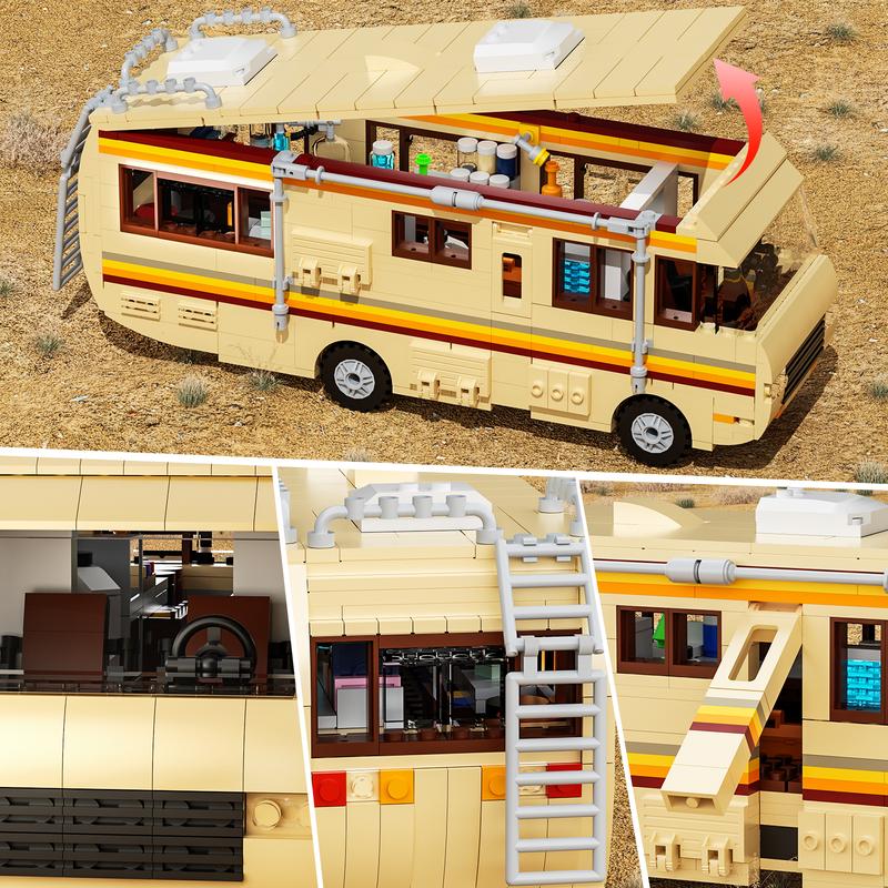 Breaking Bad RV Model Car Building Set, Creative Breaking Bad Merchandise Van Building Bricks Kit for Gifts, Educational DIY Building Set Toy for Teens & Adults