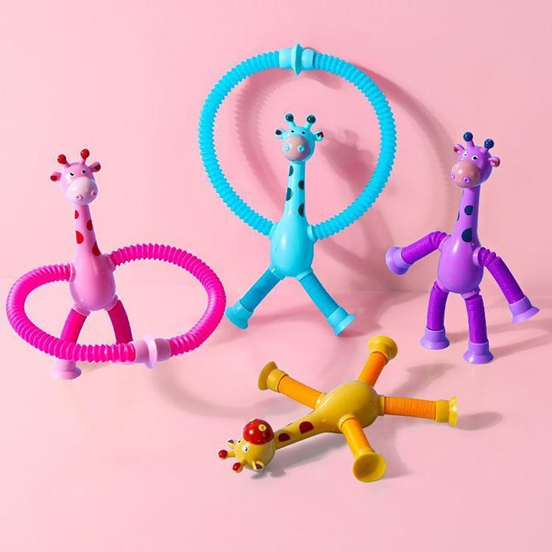 Telescopic Giraffe Toy 4 Counts Super Fun Creative Streching Tube Toy