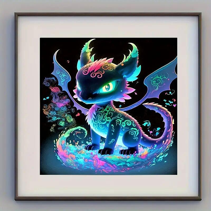 Luminous Dragon Pattern DIY Diamond Arts Colorful Painting Kit Without Frame, Decorative Art Picture For Beginner, Home Decor