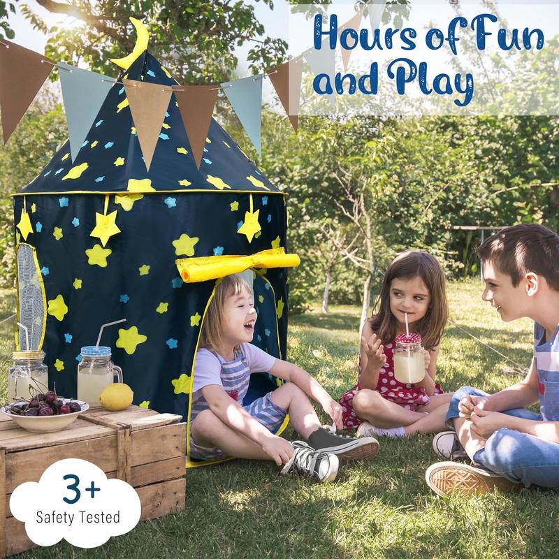 Play Tent for Boys, with Star Lights and Storage Carrying Bag, Pop Up Play Tent House for Kids Toddlers