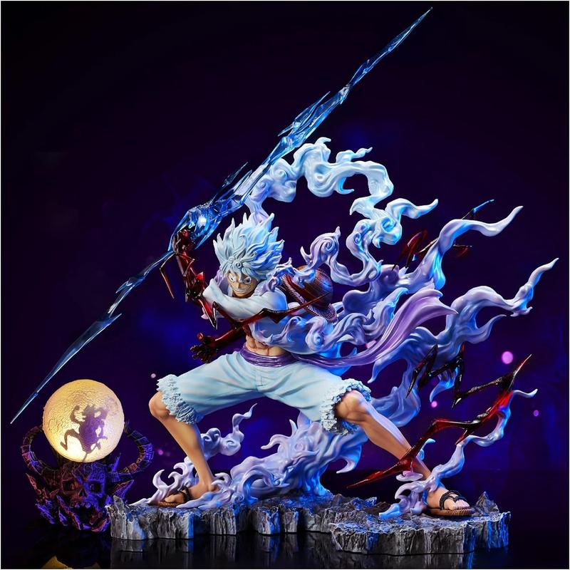 Luffy Gear 5 Figure, Sun God Nika Monkey D Luffy Action Figure, Anime Statue Model Toy Gift (With Light)