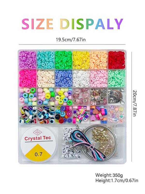 Random 18 Colors Clay Bead Kit, 1 Set DIY Jewelry Making Kit, Including Letter Beads & Spacer Beads for Girls, DIY Jewelry Crafts Gifts