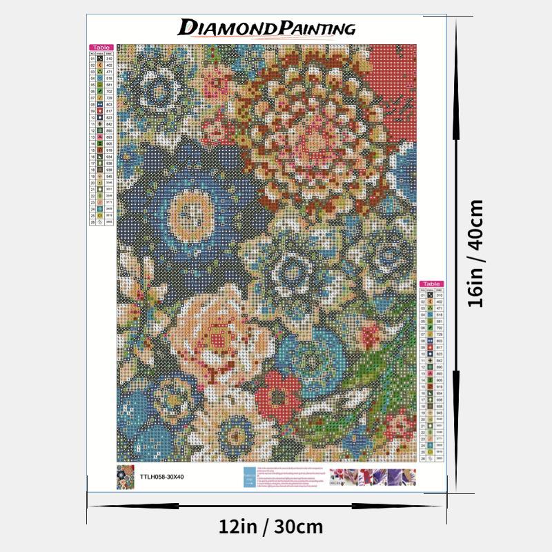 Flower Pattern Diamond Painting Kit, DIY 5D Diamond Painting by Numbers Kit, Home Wall Art Decor