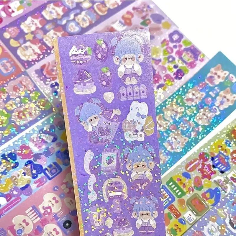 Random Color Cute Cartoon Pattern Sticker (200pcs), Scrapbooking & Journal Making Material Paper, DIY Decorative Sticker for Stationery