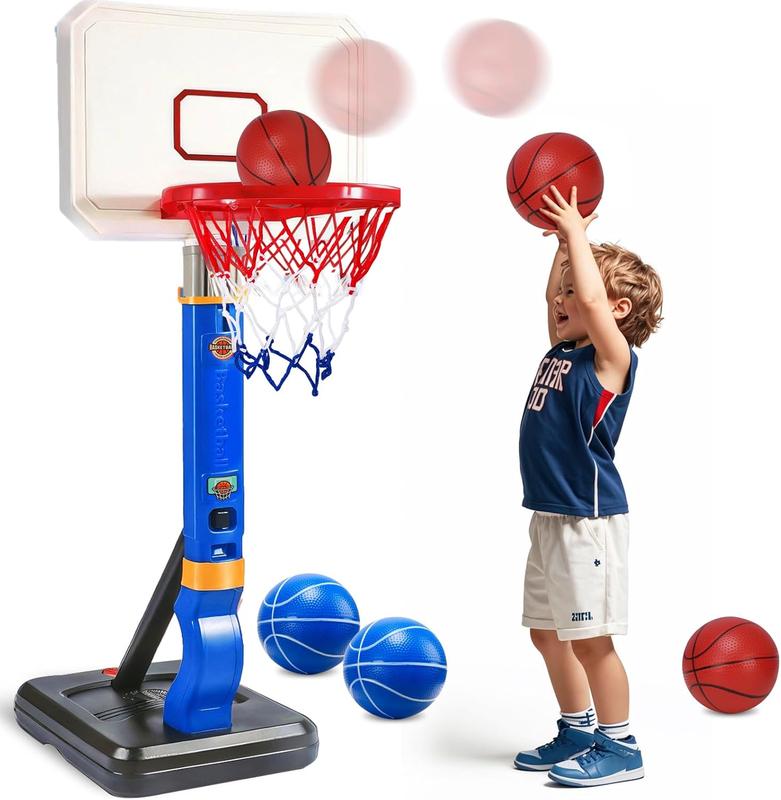 Toddler Basketball Hoop for Boy Girl Age 3 4 5 8, Kids Basketball Hoop Indoor Outdoor,Height Adjustable Basketball Hoop, Swimming Basketball Hoop Poolside, Basketball Pool Hoop Ball(Blue)