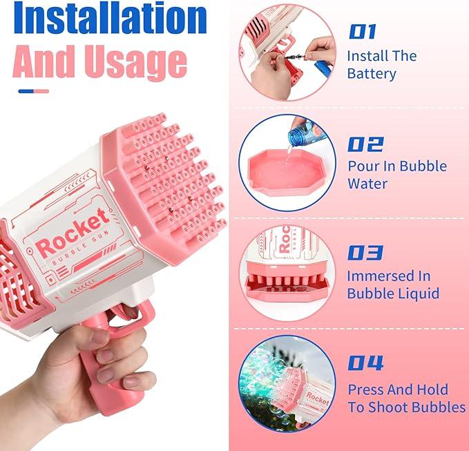 Bubble Machine, 2024 Upgraded Bubble Machine,  69 Holes Automatic Bubbles Machine for Kids Adults Outdoor Toys Gift for Birthday Wedding Party Bubble Blaster for Indoor Bubble Blower bubbly  blaster