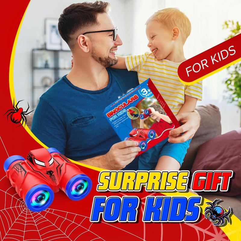 Spider Binoculars for Kids Ages 3-8 Boy Toys with Compass Christmas Birthday Gifts for 3 4 5 6 7 8 Year Old Boys Girls Toy Age 4-6 6-8 Boy Outdoor Toys for Camping