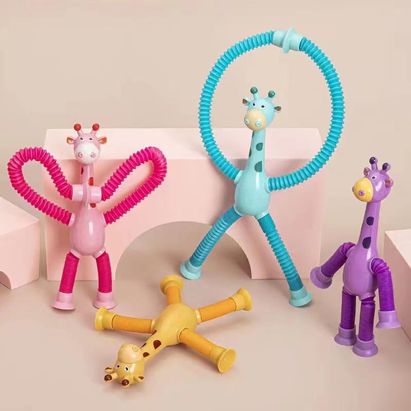 Telescopic Giraffe Toy 4 Counts Super Fun Creative Streching Tube Toy