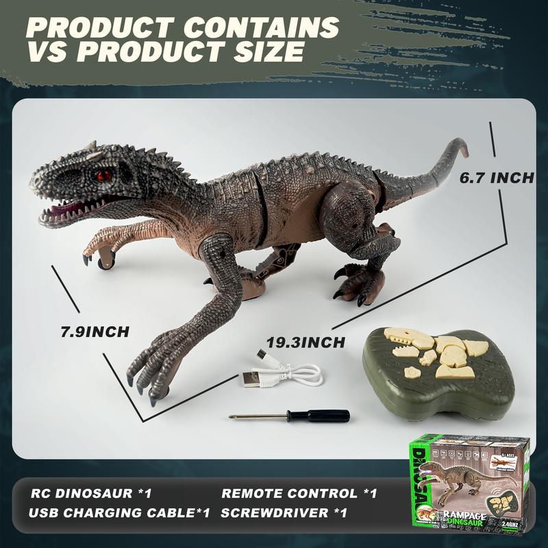 Remote Control Dinosaur - RC Dinosaur Remote Control Velociraptor Realistic Walking Robot Roaring Sound 2.4Ghz Simulation with Rechargeable Battery, Dinosaur Toys for age 6-12 dinosaur  animal