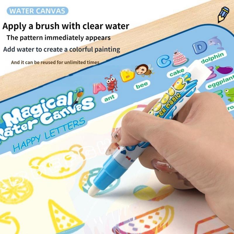 Christmas Educational Cute Cartoon Magic Water Drawing Mat, Large Absorbent Watercolor Painting Mats with Accessories Kit, Funny Graffiti Mat, Fun Toys For Indoor Playing, Ideal Birthday Gift, Thanksgiving Christmas Gift Set