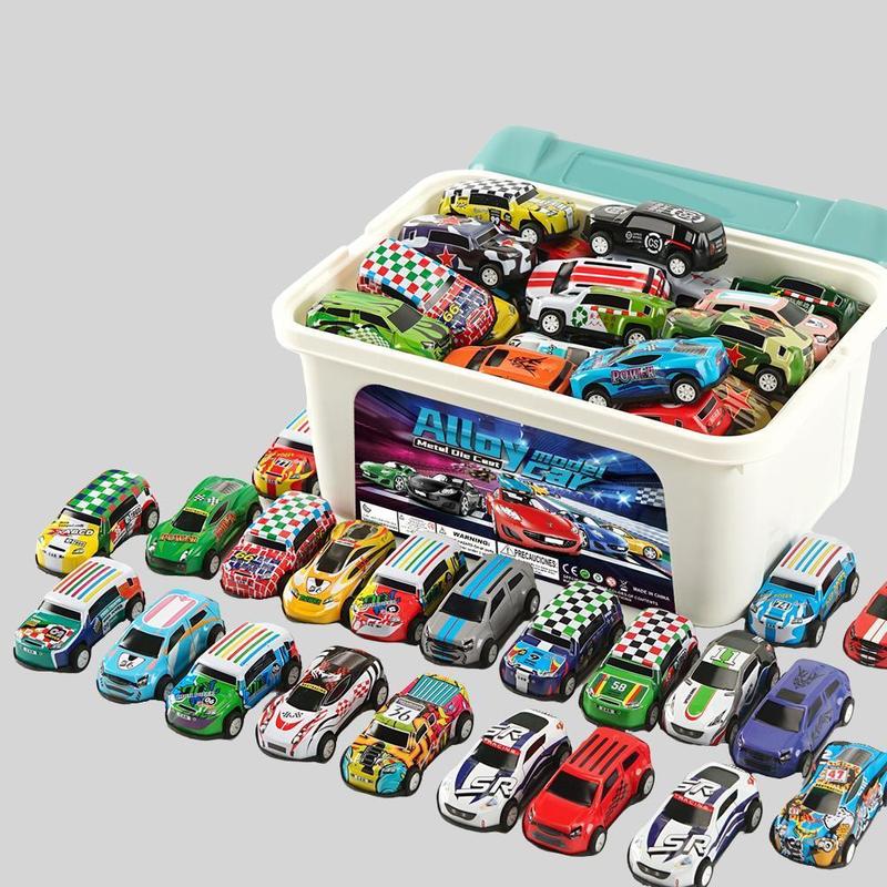 Random Car Toy with Storage Box, 20 30 50pcs Pull Back Car Toy for Christmas Gift, Classic Car Model Toy, Mini Toys Race Cars, Birthday Gifts, Thanksgiving Christmas Gift Set