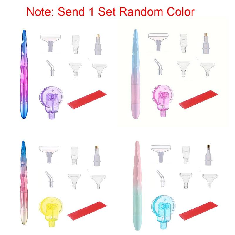 Diamond Art Painting Accessory Dot Drill Pen, 1 Set Random Color Dot Drill Glue Roller, Portable Diamond Moasic Tool Combination Set