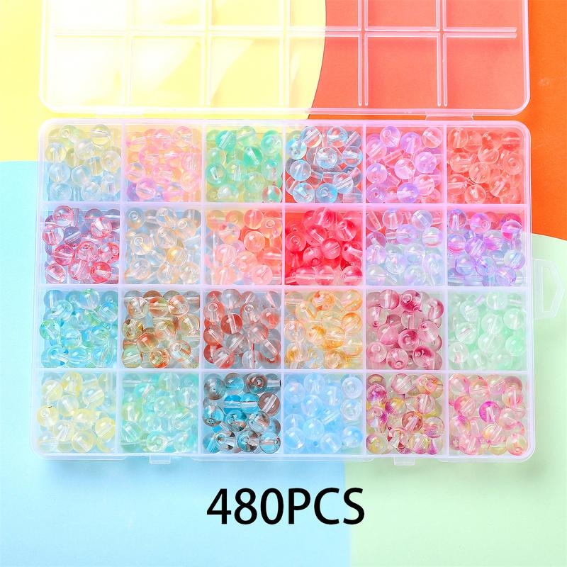 300 480pcs Glass Beads Bracelet Making Kits Crystal Beads for Jewelry Making Round Gemstone Stone Beads with Rondelle Spacer Beads DIY Crafts 8mm