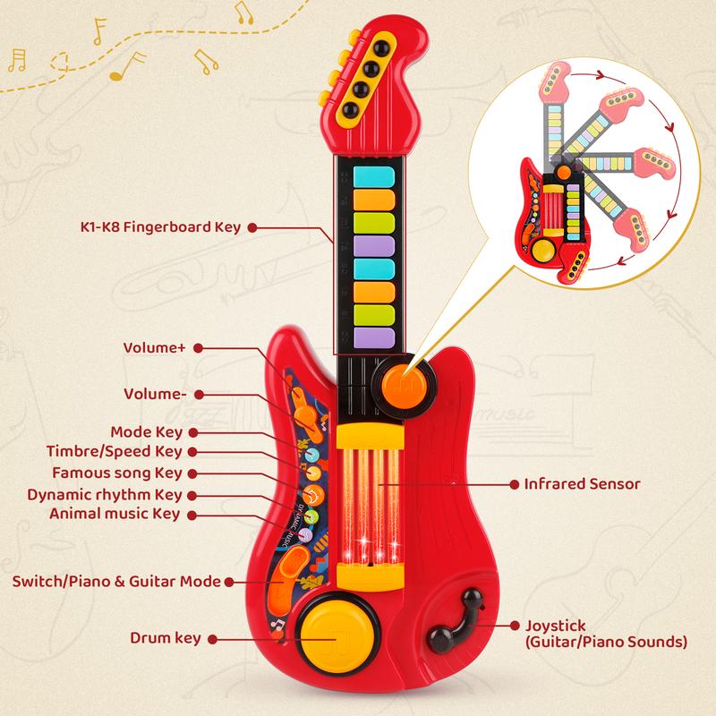 Kids Piano Guitar 2 in 1 Musical Instruments for Kids Piano Toddler Toy Kids Guitar with Strap Electric Guitar for Kids Music Toys for Boys Girls Gifts kids  guitar