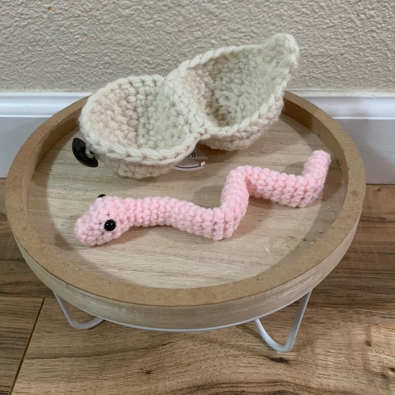 Crocheted Movable Hatchling Snake with Egg