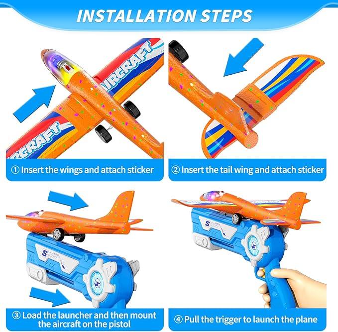 New 3 Pack Foam Airplanes for Kids, 2 Flight Modes Toys, Outdoor Flying Toys