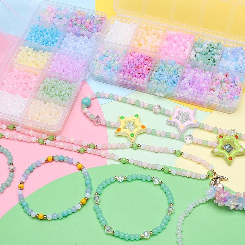 4mm Cat Eye Glass Spacer Beads (1500pcs box), Colorful Beads for Jewelry Making, DIY Craft for Gift Set