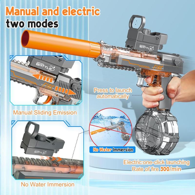 Powerful Electric Water Gun, Automatic Squirt Gun up to 32Ft Long Range, 300 Water Shots, Classic Strong Squirt Gun, Summer Outdoor Swimming Pool Water Toy for Adult Kids outdoor toys blue memory training and observation blasters & toy guns