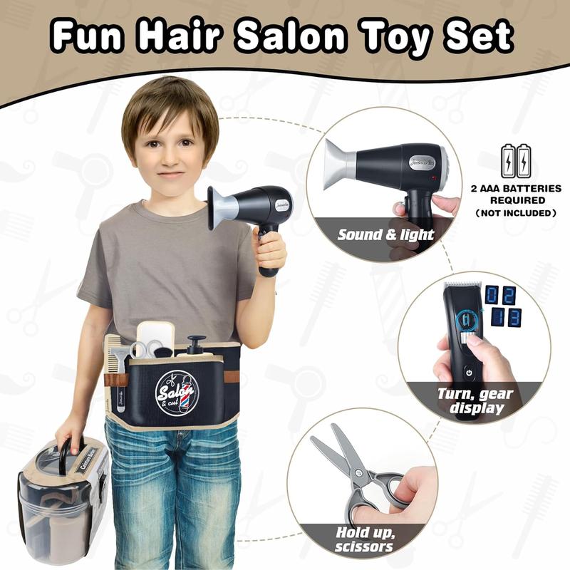 Kids Barber Shop Playset - Hair Cutting & Shaving Kit for Boys | Fun Pretend Play Hair Salon Toy Gift for Ages 3+ (Boys & Girls)