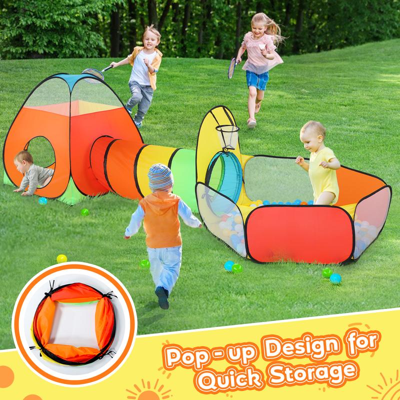 3PC Kids Play Tent for Children 4-12 Years with Play Tunnel, Ball Pit Pop Up Toddler Playhouse for Boys & Girls Toys Indoor Outdoor Gifts pit tunnel