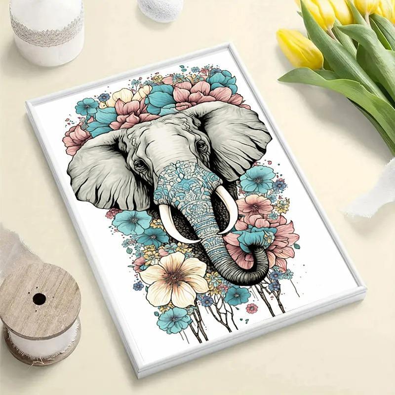 Elephant Fairy Pattern DIY Diamond Art Painting Without Frame, DIY 5D Full Round Diamond Art Painting Kit, Wall Art Decor For Home Living Room Bedroom