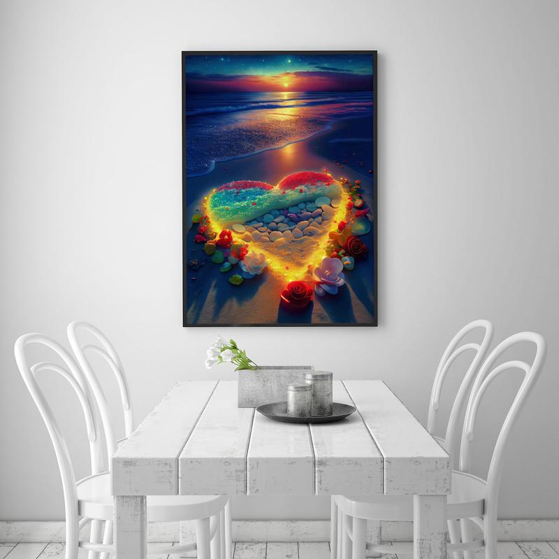 Diamond Painting Kits for Adults, 5D Sunset Diamond Art Kits for Beginners, DIY Full Drill Seaside Paint with Round Diamond Dots, Home Wall Decor 12 x 16 Inch