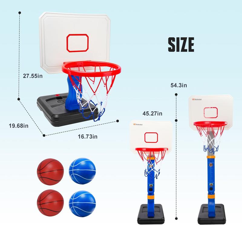 Toddler Basketball Hoop for Boy Girl Age 3 4 5 8, Kids Basketball Hoop Indoor Outdoor,Height Adjustable Basketball Hoop, Swimming Basketball Hoop Poolside, Basketball Pool Hoop Ball(Blue)