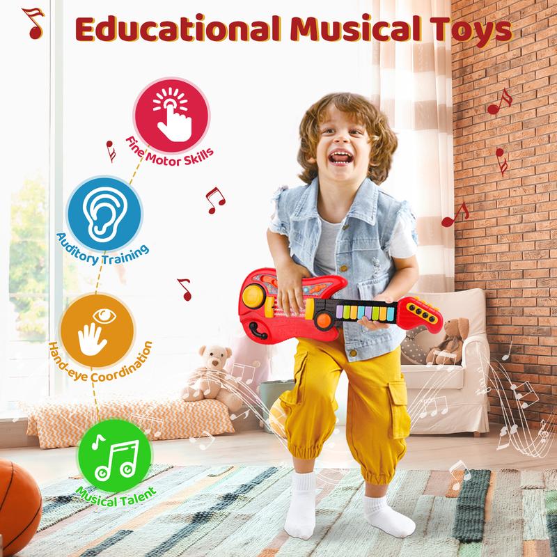 Kids Piano Guitar 2 in 1 Musical Instruments for Kids Piano Toddler Toy Kids Guitar with Strap Electric Guitar for Kids Music Toys for Boys Girls Gifts kids  guitar