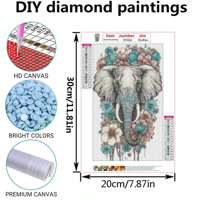 Elephant Fairy Pattern DIY Diamond Art Painting Without Frame, DIY 5D Full Round Diamond Art Painting Kit, Wall Art Decor For Home Living Room Bedroom