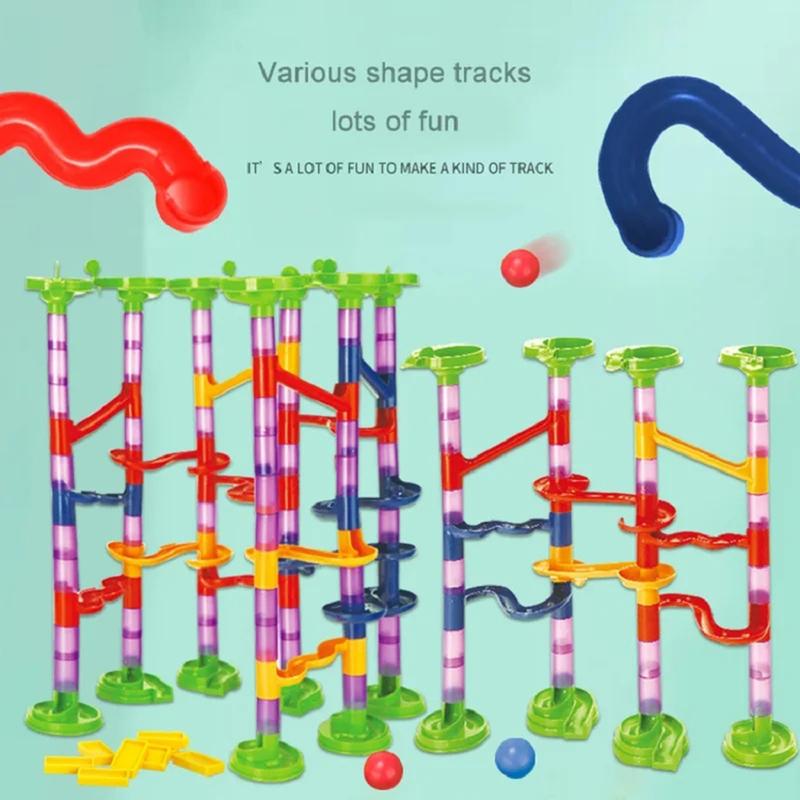 DIY Construction Marble Run Race Track Building Blocks Kids 3D Maze Ball Roll Toys Children Christmas Gift 45 93 113 142pcs Set