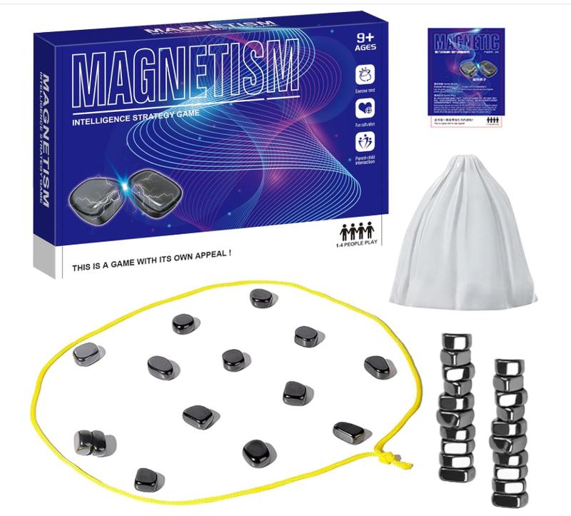 Magnetic Chess Game with Stones,Magnetic Chess,Magnet Game with String,Magnet Chess Game,Puzzle Strategy Family Magnetism Game