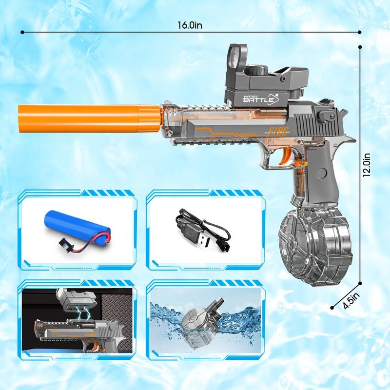 Powerful Electric Water Gun, Automatic Squirt Gun up to 32Ft Long Range, 300 Water Shots, Classic Strong Squirt Gun, Summer Outdoor Swimming Pool Water Toy for Adult Kids outdoor toys blue memory training and observation blasters & toy guns