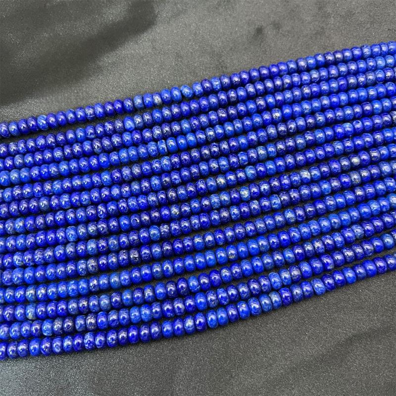 4x6MM Natural Lapis Lazuli Smooth Rondelle Loose Beads Afghanistan Raw Ore Spacer Gasket Semi-Finished Loose Beads DIY Jewlery Marking Design for Bracelet Necklace Earing