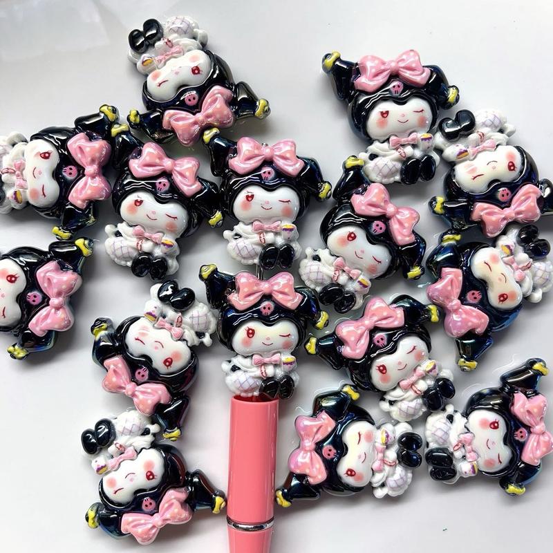 DIY  UV color-plated cartoon Sanrio resin straight hole loose beads beads for mobile phone chain keychain material jewelry accessories