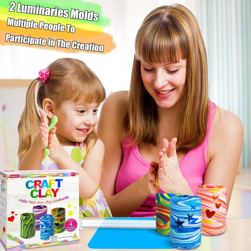 MHMYDIS Make Your Own Clay Luminaries - Arts and Crafts Clay kit for Boys Girls and Teens Age 6 7 8 9 10 11 12 Year Old and up - Creative Clay Lantern Toys for 8-12 Year Olds