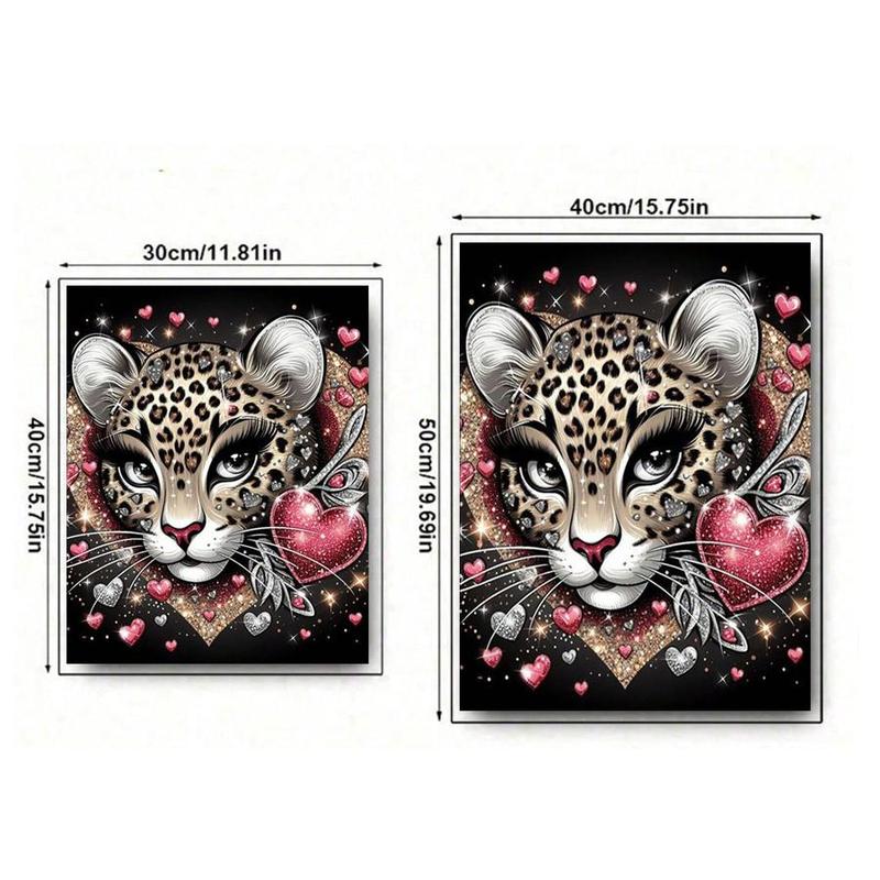 Leopard Pattern DIY Diamond Arts Colorful Painting Kit without Frame, DIY 5D Diamond Arts Colorful Painting Kit, Wall Art Decor for Home Living Room Bedroom