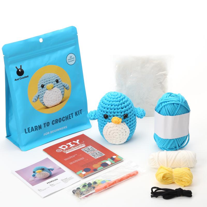 Crochet Kit for Beginners, Penguin Crochet Kit, Include Easy Knitting Soft Yarn, With Step-by-Step Video Tutorial, Beginner Crochet Kit for Adults and Kids, Holiday Birthday Gift for Adults and Kids, Crochet Fashion ideas, Diy Crochet