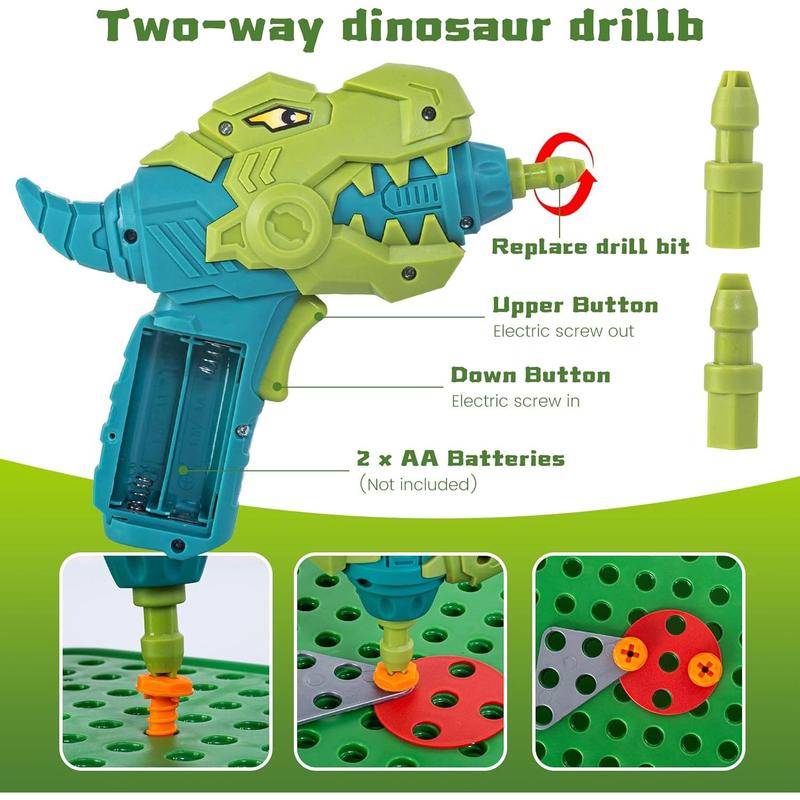 230Pcs Dinosaur Toy Magic Montessori Play Toolbox - 2D 3D Creativity STEM Toys Gift with Dinosaur Drill, Montessori Play Tools for Boys and Girls Ages 4-12