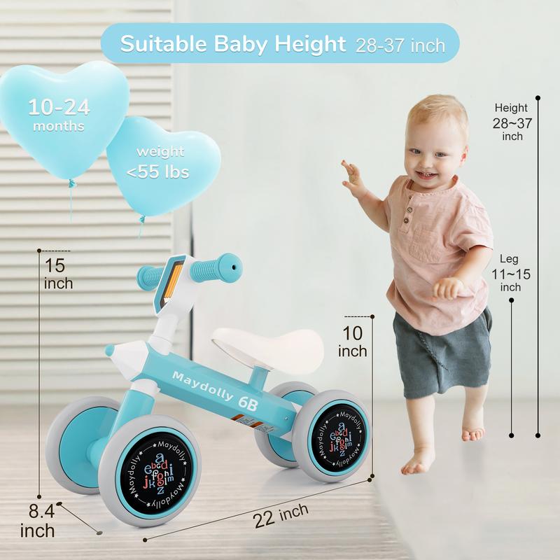 Maydolly Kids Balance Bike Bicycle Toys For 1 Year Old Boys Girls 10-24 Months Toddler, 4 Wheels Silent Toddler First Birthday Gifts Baby Gift