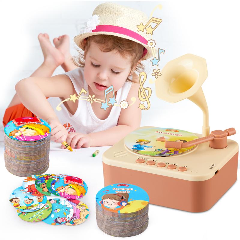 Musical Toys for Toddlers Gramophone 3-6 Kids Learning Toys, 99 Cards Stories Songs, Audiobooks Player Gift for Boys and Girls