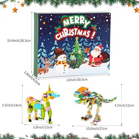 Advent Calendar 2024 Kids Toys, 24 Days Animal Building Blocks Christmas Countdown Calendar, Surprise Christmas Animal Building Toys for Kids Christmas Gifts for Boys Girls Age 4-12 Years Old