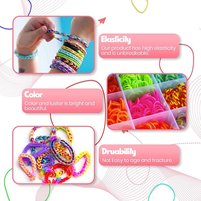 2500+ Rubber Bands for Bracelets 28 Colors Bracelet Making Kit Rubber Band Loom with Accessories for Your Special Time, Event, Ceremony and Occasion.