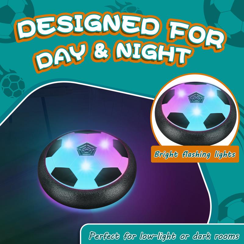 2 Pack Hover Soccer Ball with 8 Pcs Batteries, Air Floating Soccer Toy with LED Lights and Foam Bumper, Indoor Games for Kids 4-8-12, Toys Gifts for 3 4 5 6 7 8 9 Year Old Boys Girls hover soccer electronic scoreboard hover  ball LED Light