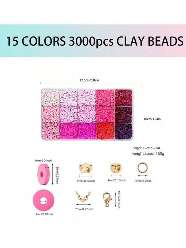 Colorful Clay Beads Kit, with Heart & Cartoon Face Pattern Beads, Star & Geometric Beads, Hooks, and String, DIY Jewelry Accessories for Bracelet Making