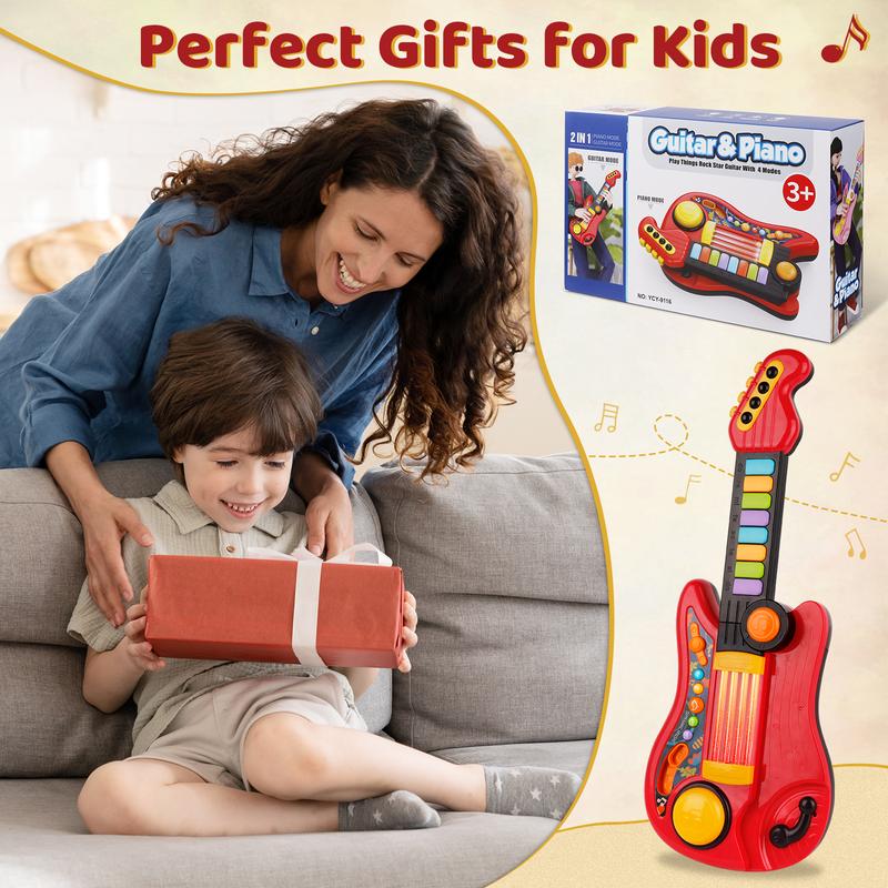 Kids Piano Guitar 2 in 1 Musical Instruments for Kids Piano Toddler Toy Kids Guitar with Strap Electric Guitar for Kids Music Toys for Boys Girls Gifts kids  guitar